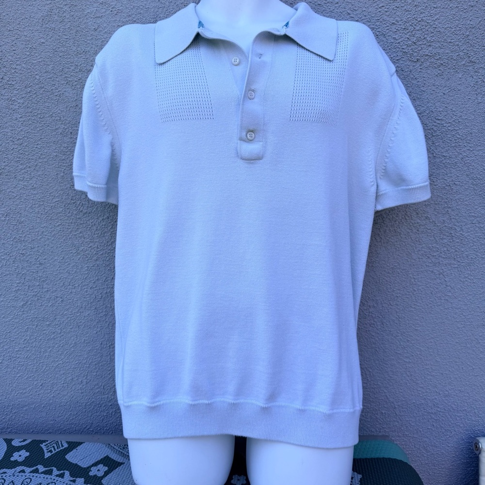 Vintage 90’s short sleeve knit polo pale blue🩵🐋🪺